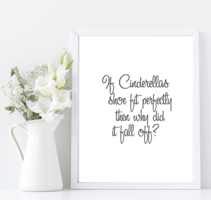 Cinderella's Shoe Print | Sassy Wall Art | Customisable Charcoal