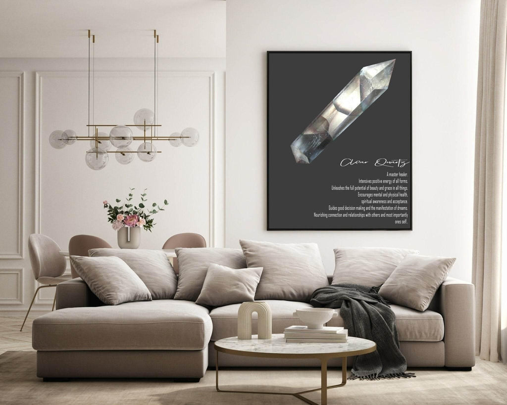 Clear Quartz Definition Print | Crystal gem Stone Wall Art | Light or Dark Background - Larosier Prints