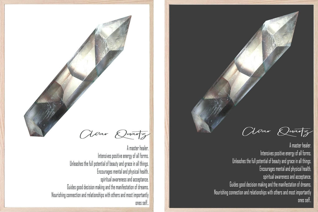 Clear Quartz Definition Print | Crystal gem Stone Wall Art | Light or Dark Background - Larosier Prints