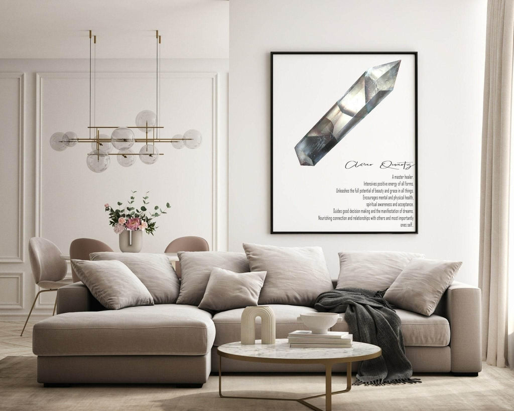 Clear Quartz Definition Print | Crystal gem Stone Wall Art | Light or Dark Background - Larosier Prints