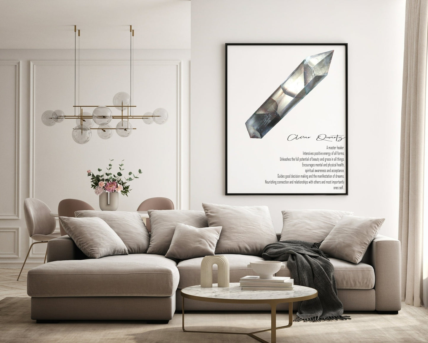 Clear Quartz Definition Print | Crystal gem Stone Wall Art | Light or Dark Background