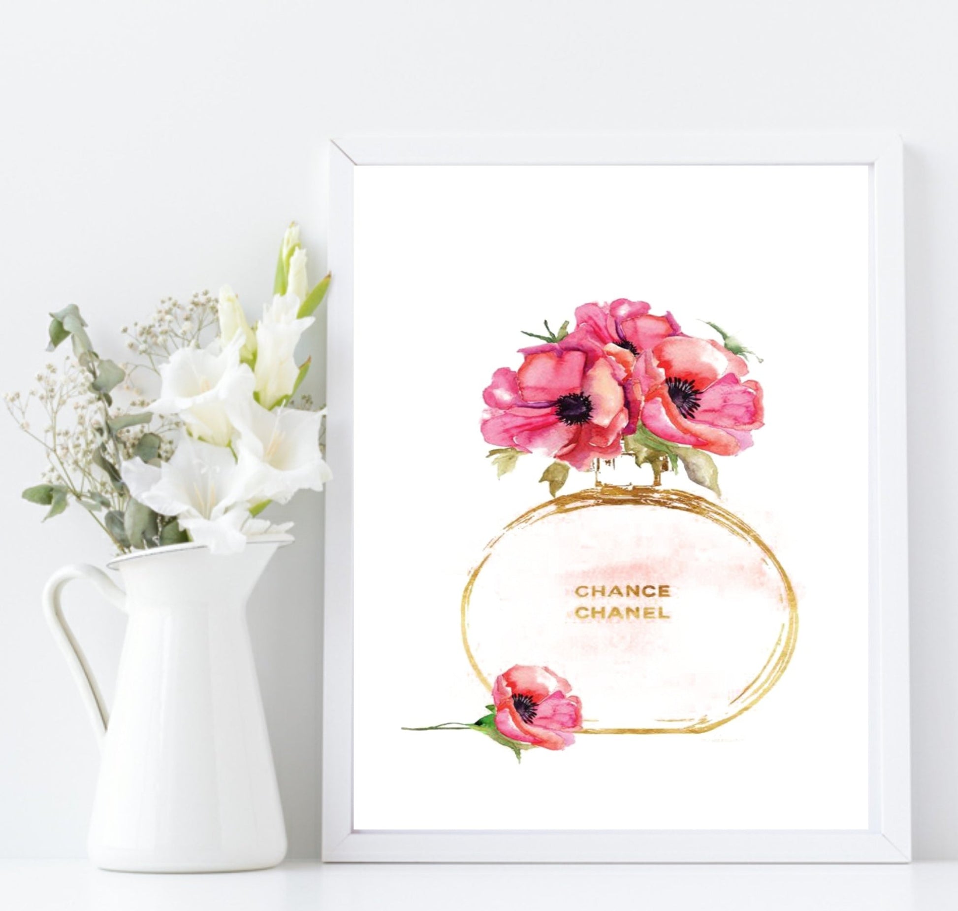 Collection of Beauty Inspired Imperfectly Perfect Prints | Pink Wall Art Chanel Chance