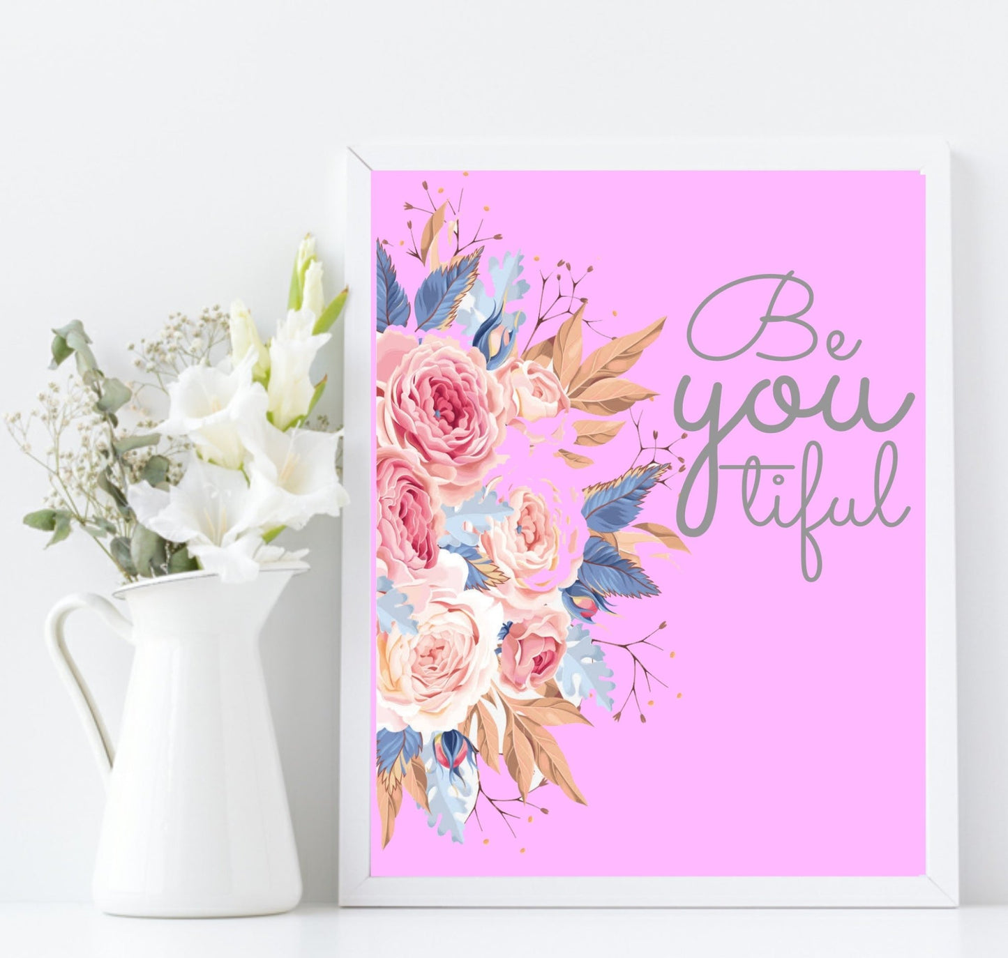 Collection of Beauty Inspired Imperfectly Perfect Prints | Pink Wall Art Be YOU tiful