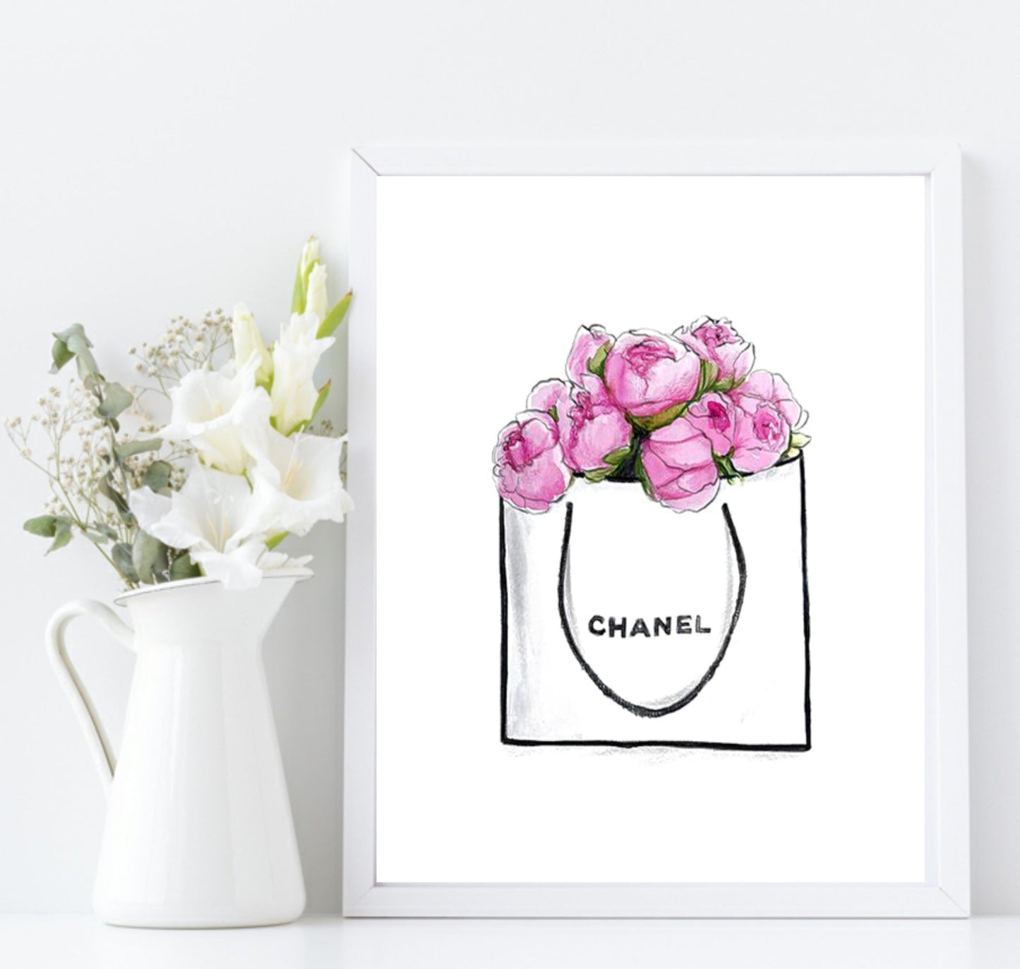 Collection of Beauty Inspired Imperfectly Perfect Prints | Pink Wall Art Chanel Roses