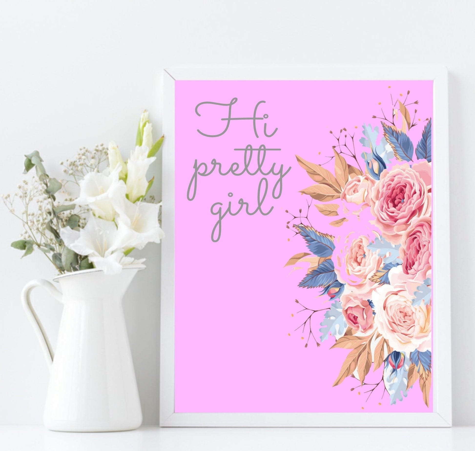 Collection of Beauty Inspired Imperfectly Perfect Prints | Pink Wall Art Hey Pretty Girl