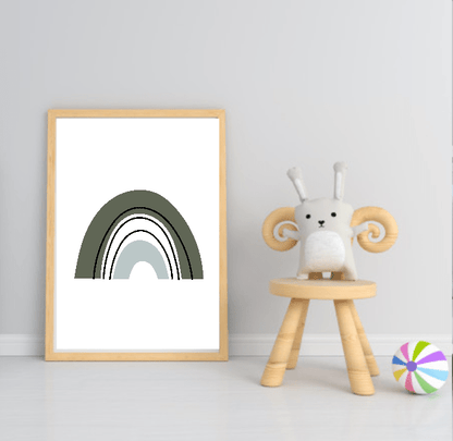 Collection Of Modern Kids Abstract Prints | Nursery Wall Art Green Rainbow