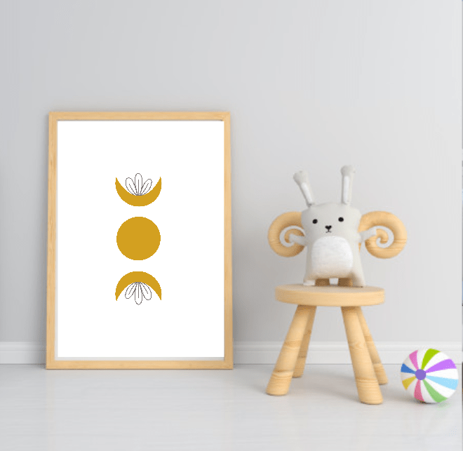 Collection Of Modern Kids Abstract Prints | Nursery Wall Art Moon Cycle