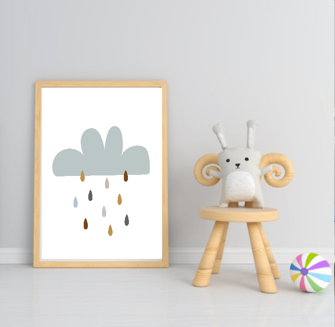 Collection Of Modern Kids Abstract Prints | Nursery Wall Art Multi Cloud