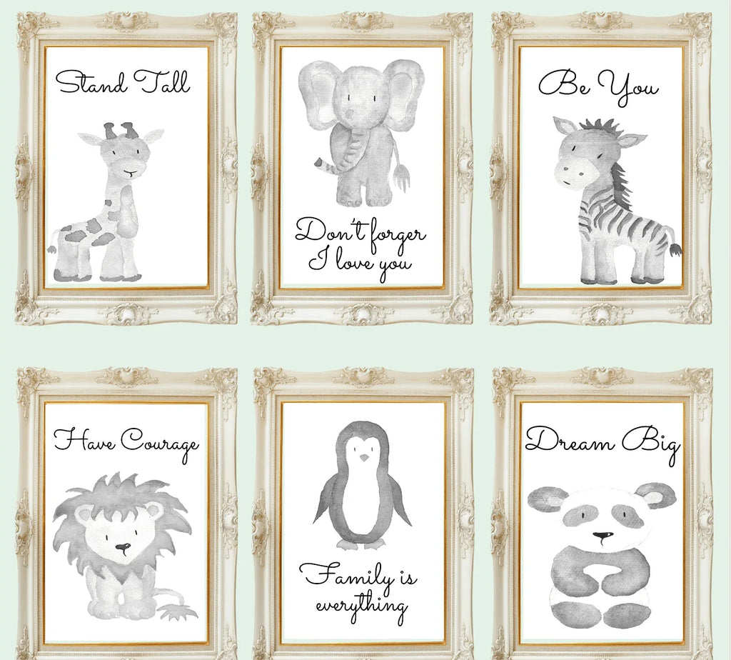 Cute Animals & Floral Print | Kids Wall Art - Larosier Prints