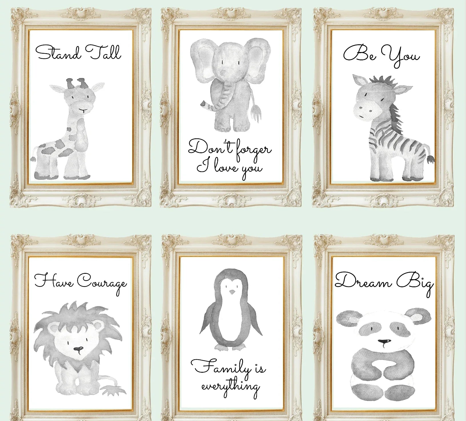 Cute Animals & Floral Print | Kids Wall Art - Larosier Prints