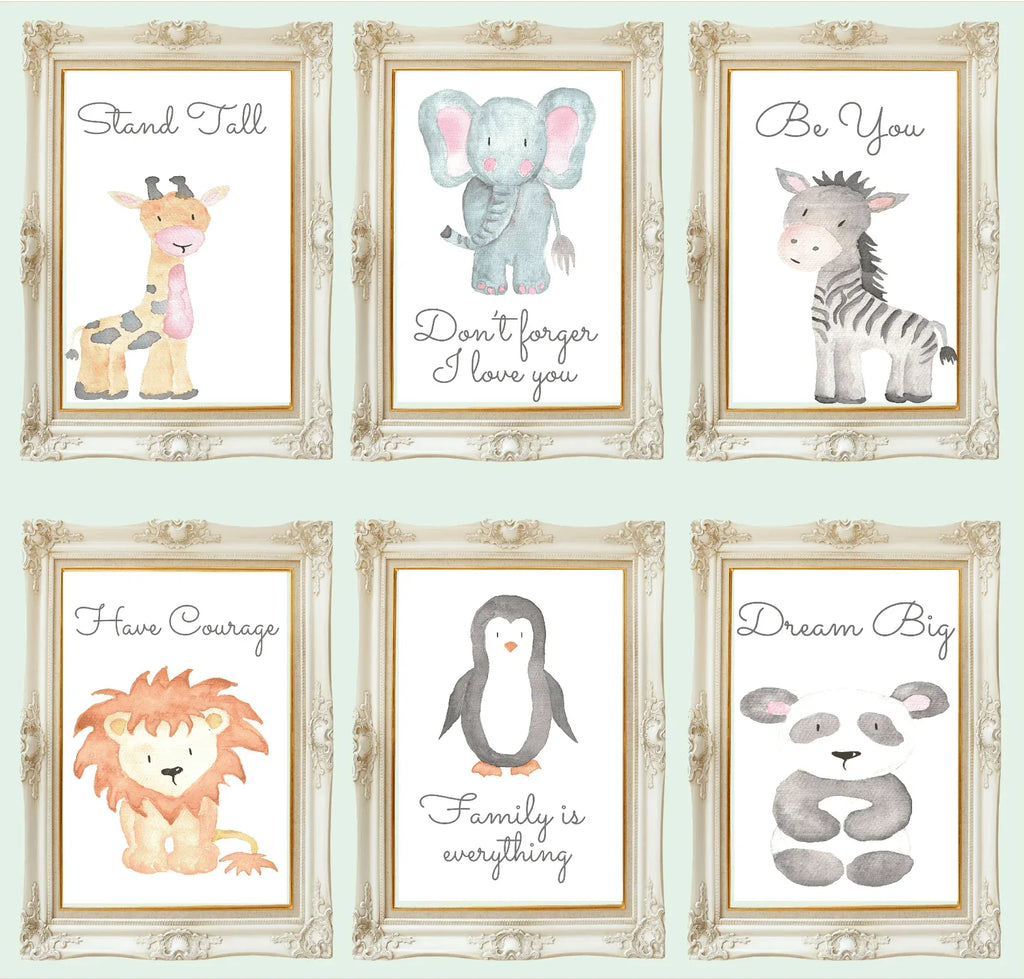 Cute Animals & Floral Print | Kids Wall Art - Larosier Prints