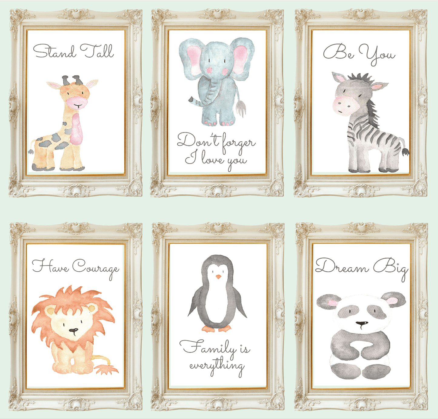 Cute Animals & Floral Print | Kids Wall Art