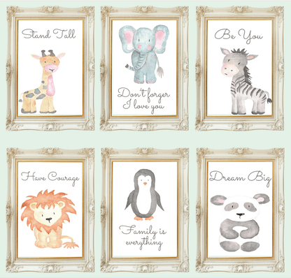 Cute Animals & Floral Print | Kids Wall Art