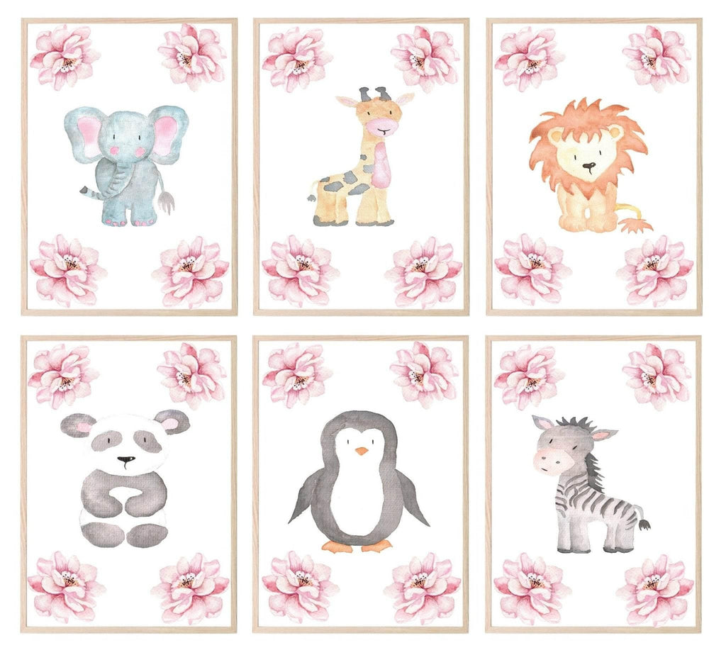 Cute Animals & Floral Print | Kids Wall Art - Larosier Prints