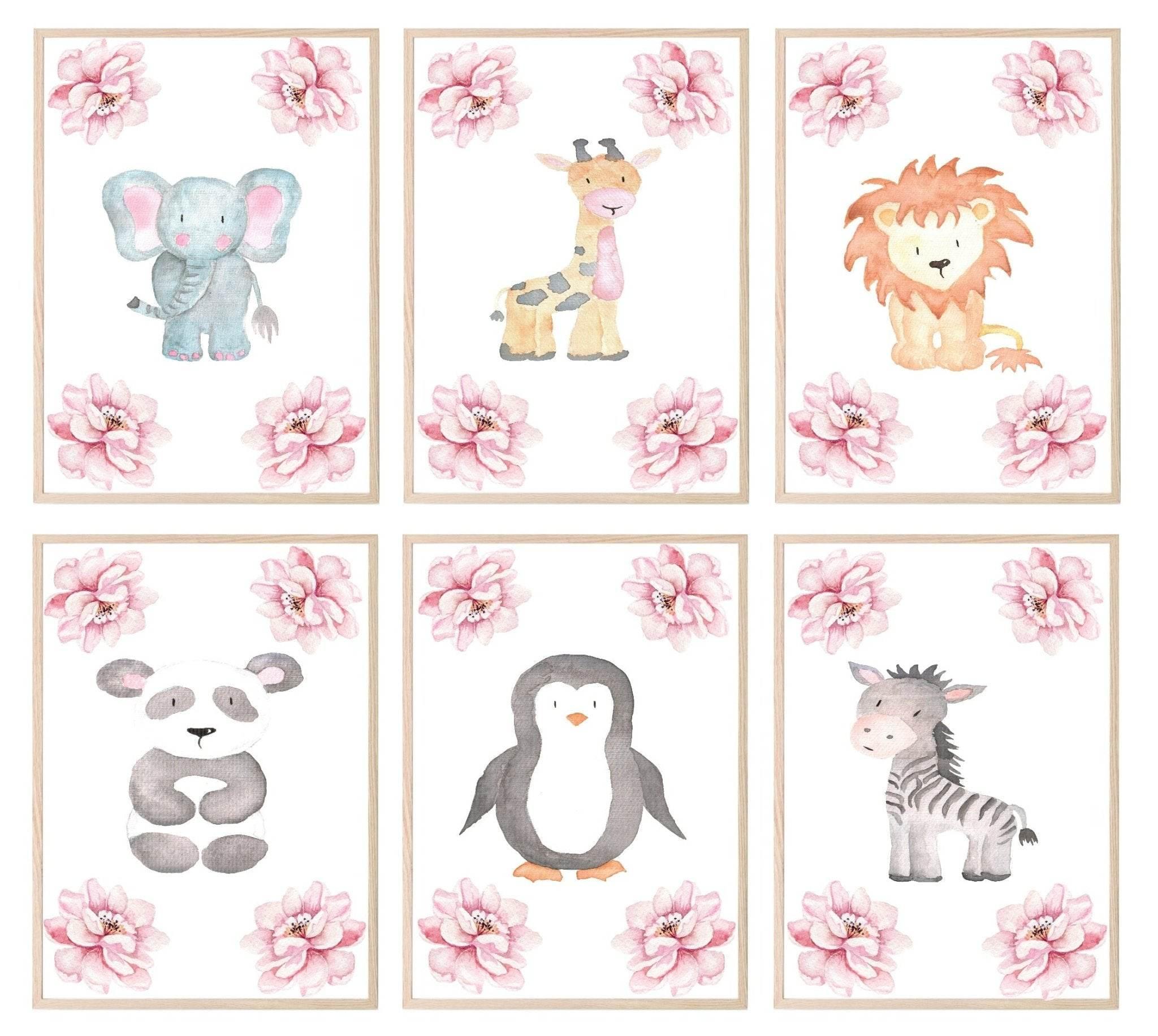 Cute Animals & Floral Print | Kids Wall Art - Larosier Prints