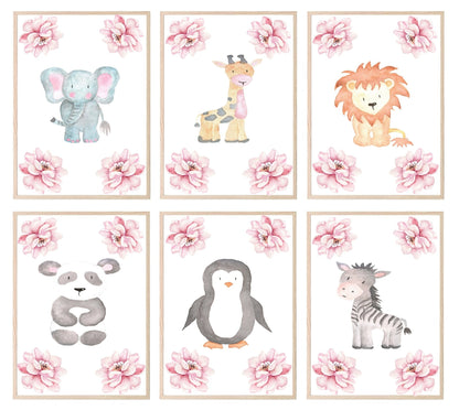 Cute Animals & Floral Print | Kids Wall Art