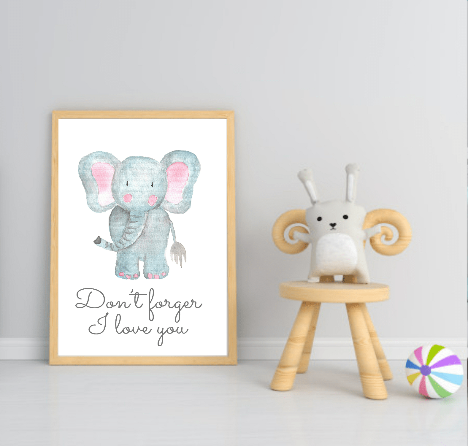 Cute Animals & Positive Quotes Prints in colour | Selection of Kids Wall Art Elephant Colourful