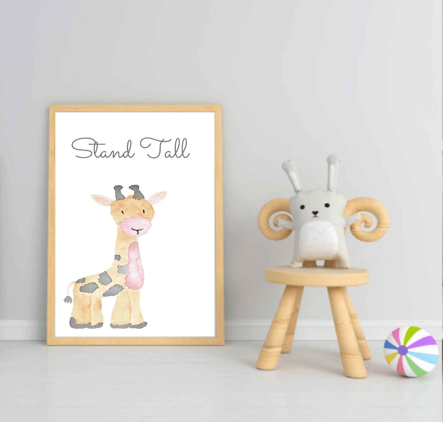 Cute Animals & Positive Quotes Prints in colour | Selection of Kids Wall Art Giraffe Colourful