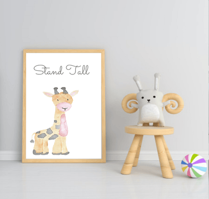 Cute Animals & Positive Quotes Prints in colour | Selection of Kids Wall Art Giraffe Colourful