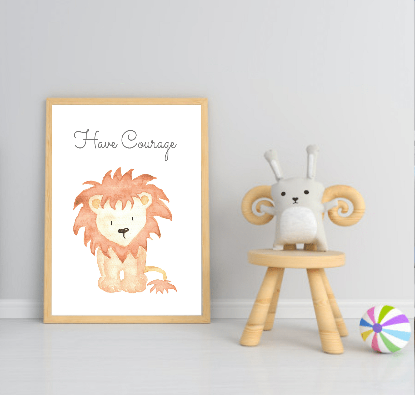 Cute Animals & Positive Quotes Prints in colour | Selection of Kids Wall Art Lion Colourful