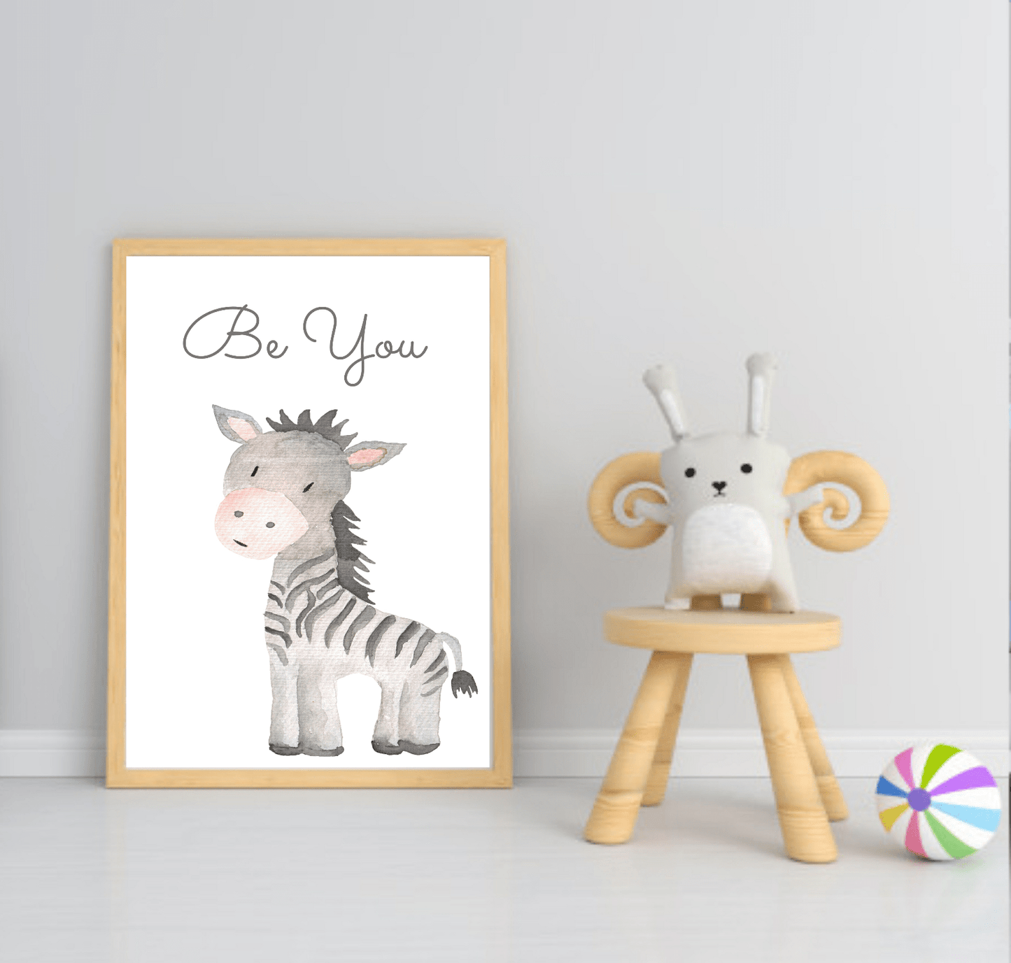 Cute Animals & Positive Quotes Prints in colour | Selection of Kids Wall Art Zebra Colourful