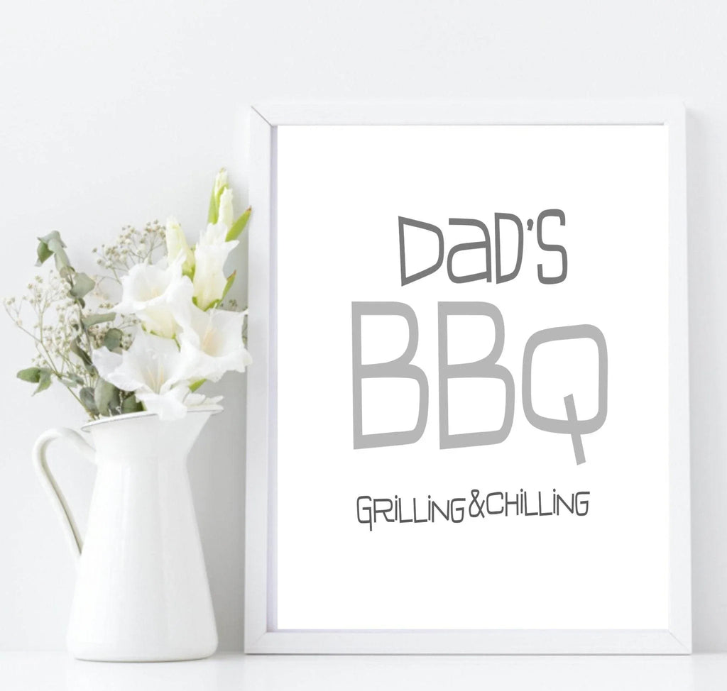 Dad's BBQ Print | Grilling & Chilling Wall Art | Customisable - Larosier Prints