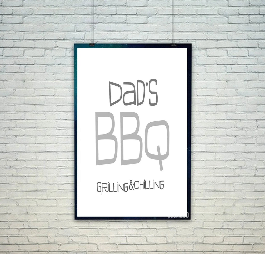 Dad's BBQ Print | Grilling & Chilling Wall Art | Customisable - Larosier Prints