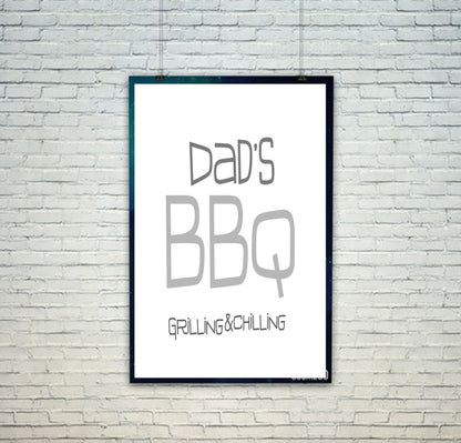 Dad's BBQ Print | Grilling & Chilling Wall Art | Customisable