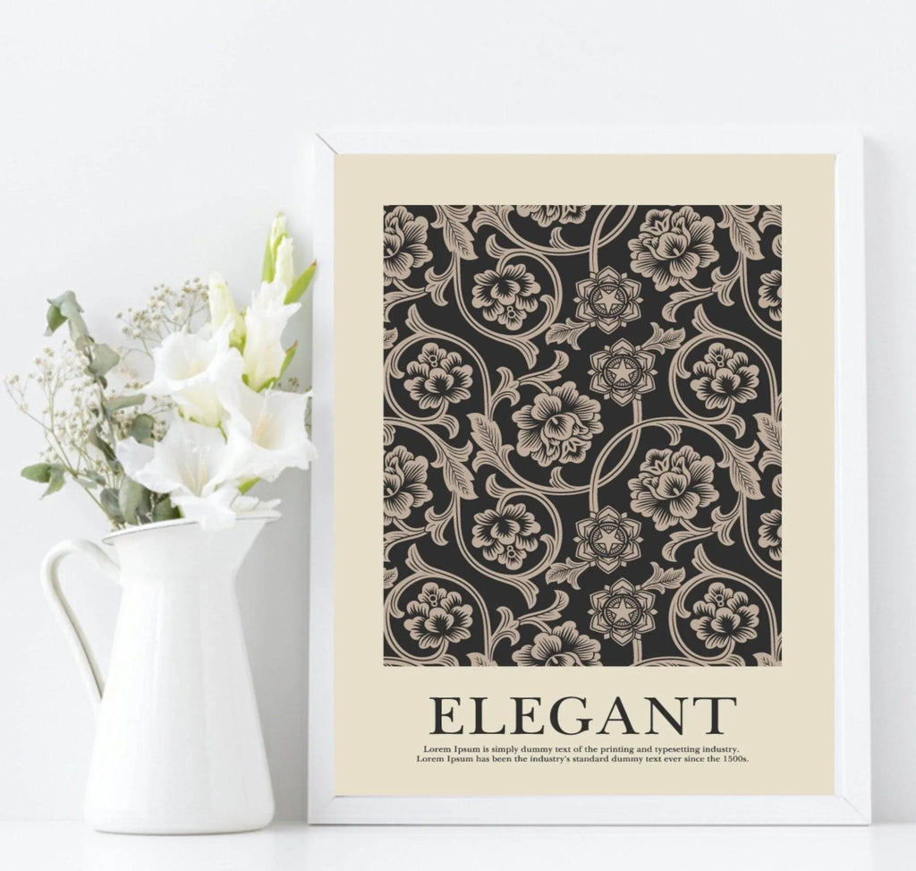 Dark Floral Wall Paper Print | Flower Garden Wall Art - Larosier Prints