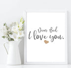 Dear Bed, I Love You Print | Bedroom Wall Art | Customisable - Larosier Prints