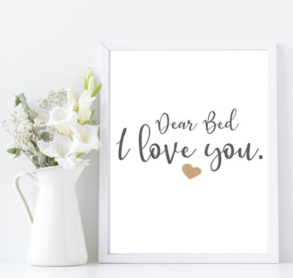 Dear Bed, I Love You Print | Bedroom Wall Art | Customisable