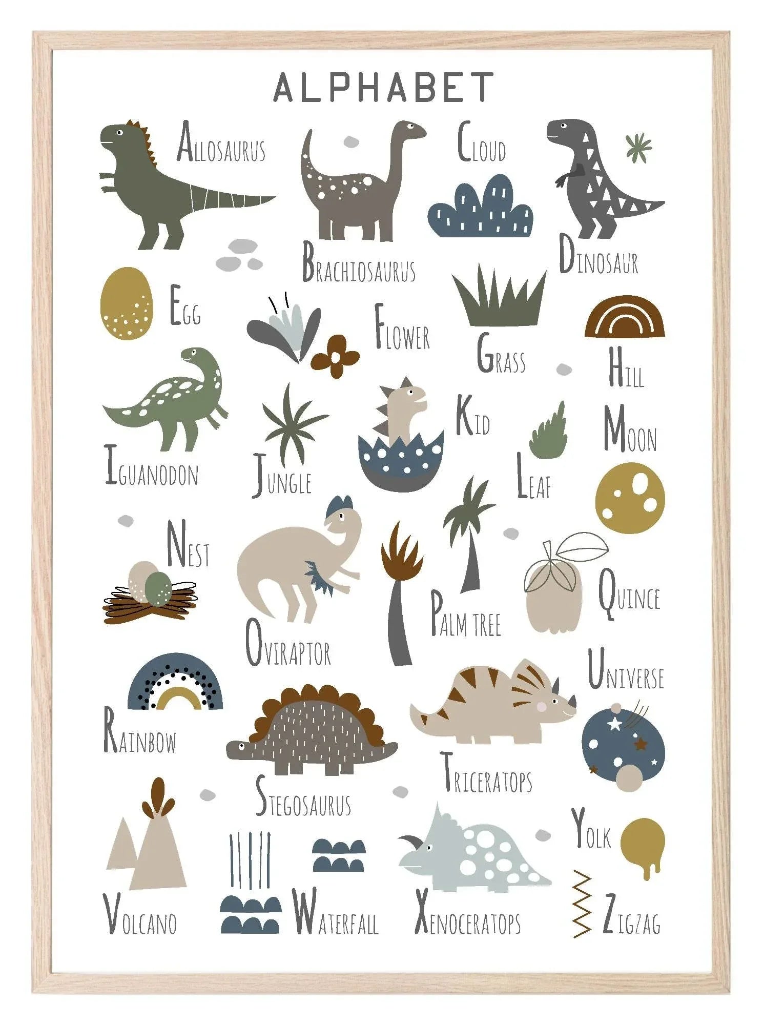 Dinosaur Alphabet Print | Kids Wall Art - Larosier Prints