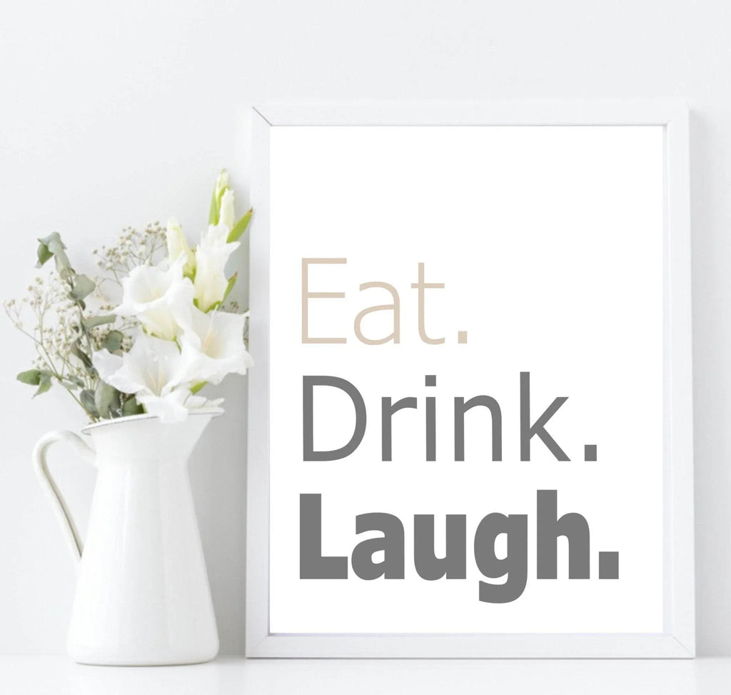 Eat Laugh Drink Print | Food & Drink Kitchen Wall Art| Customisable - Larosier Prints