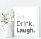 Eat Laugh Drink Print | Food & Drink Kitchen Wall Art| Customisable - Larosier Prints