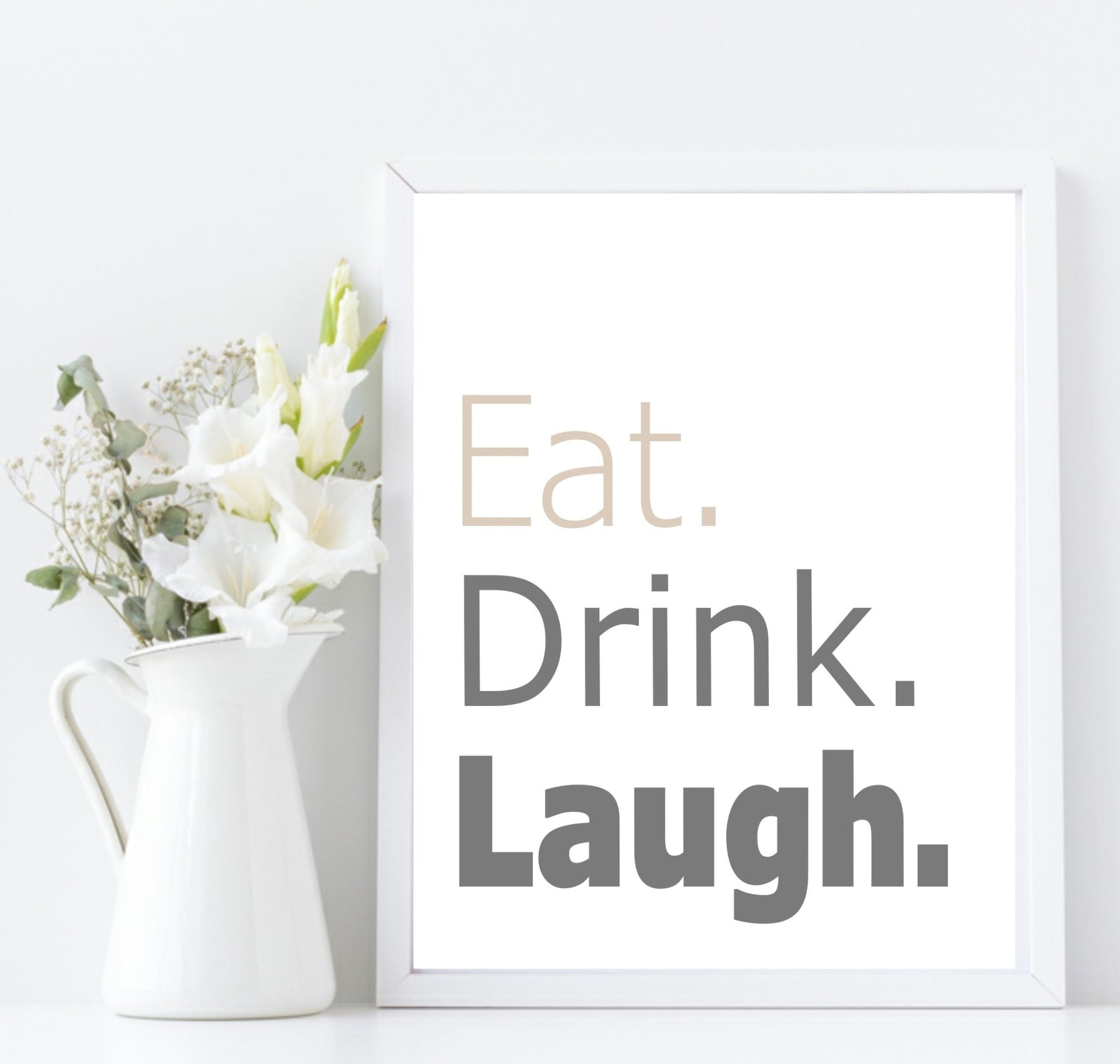 Eat Laugh Drink Print | Food & Drink Kitchen Wall Art| Customisable