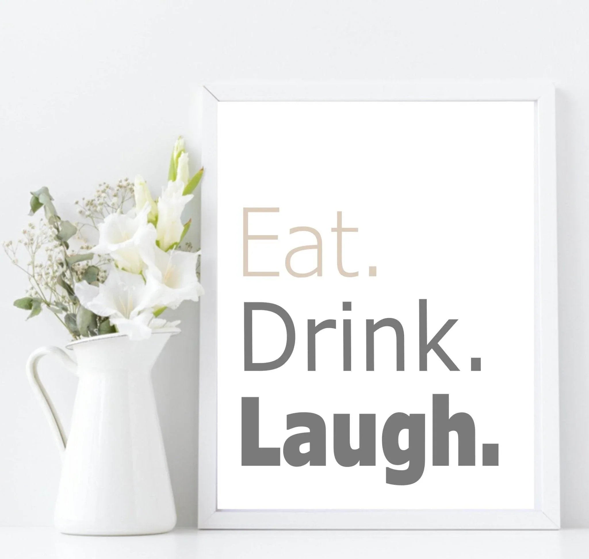 Eat Laugh Drink Print | Food & Drink Kitchen Wall Art| Customisable - Larosier Prints