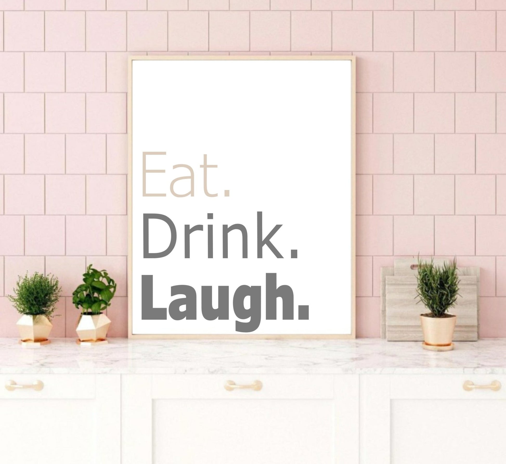 Eat Laugh Drink Print | Food & Drink Kitchen Wall Art| Customisable