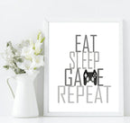 Eat Sleep GAME Repeat Print | Gamer Wall Art - Larosier Prints