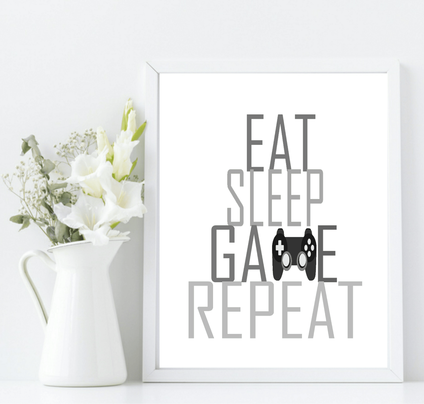 Eat Sleep GAME Repeat Print | Gamer Wall Art