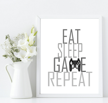 Eat Sleep GAME Repeat Print | Gamer Wall Art