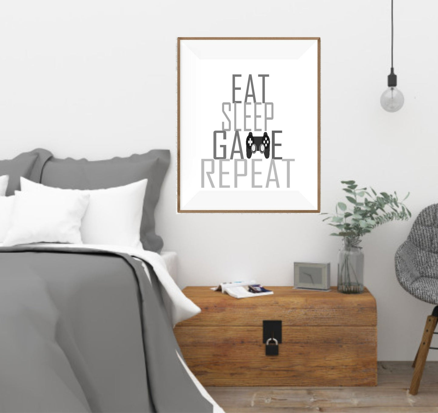 Eat Sleep GAME Repeat Print | Gamer Wall Art