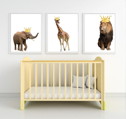 Elephant With Gold Crown Print | Animal Wall Art