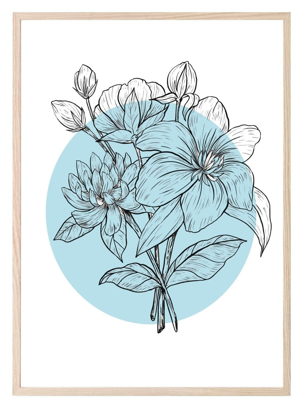 Floral Circle Print | Colour Block Wall Art | Various Colours Available - Larosier Prints