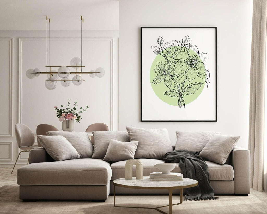Floral Circle Print | Colour Block Wall Art | Various Colours Available - Larosier Prints