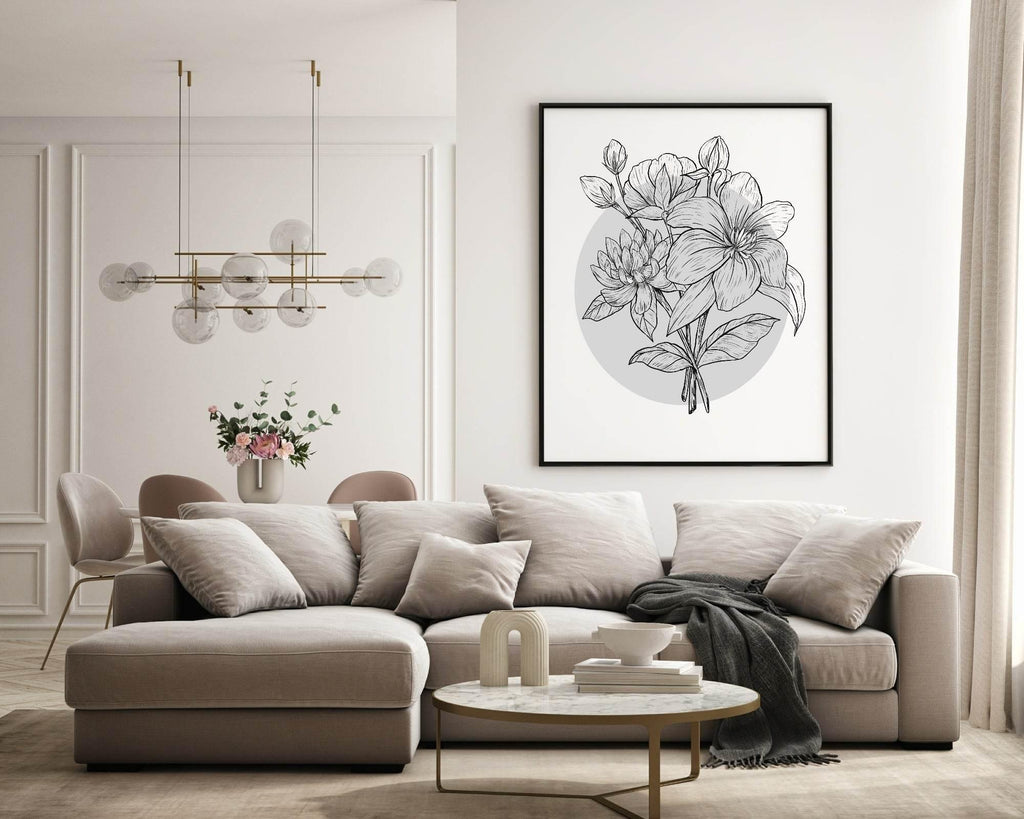 Floral Circle Print | Colour Block Wall Art | Various Colours Available - Larosier Prints