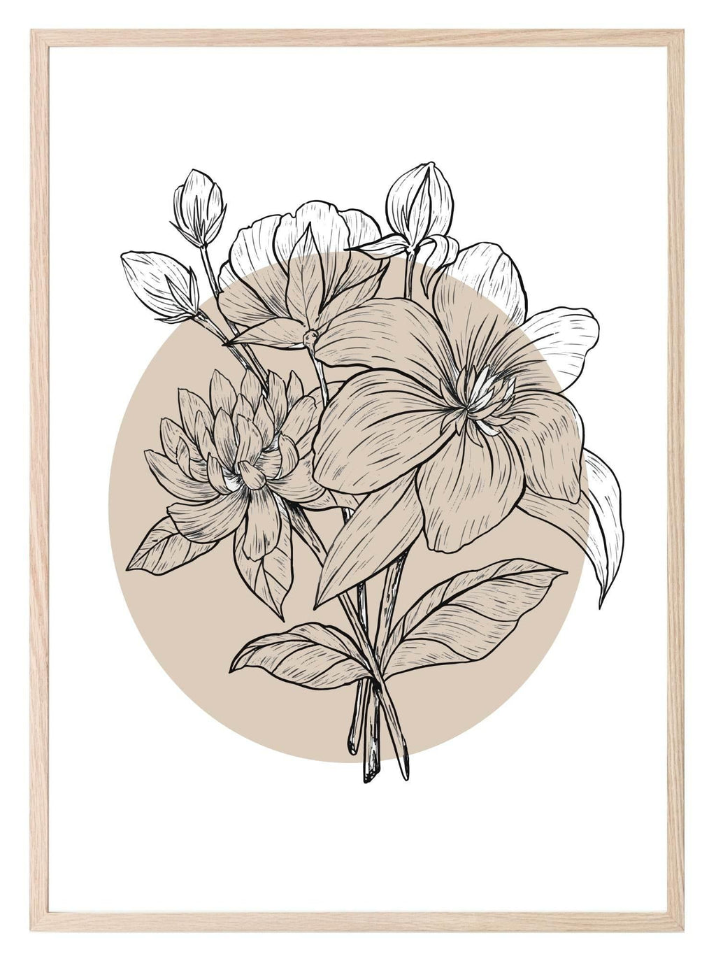 Floral Circle Print | Colour Block Wall Art | Various Colours Available - Larosier Prints