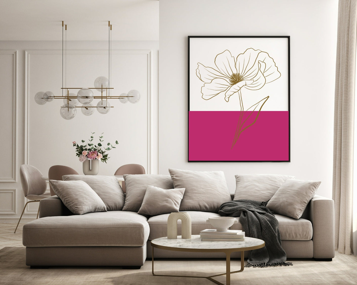 Floral Colour Block Wall Art Prints | Various Colours Available