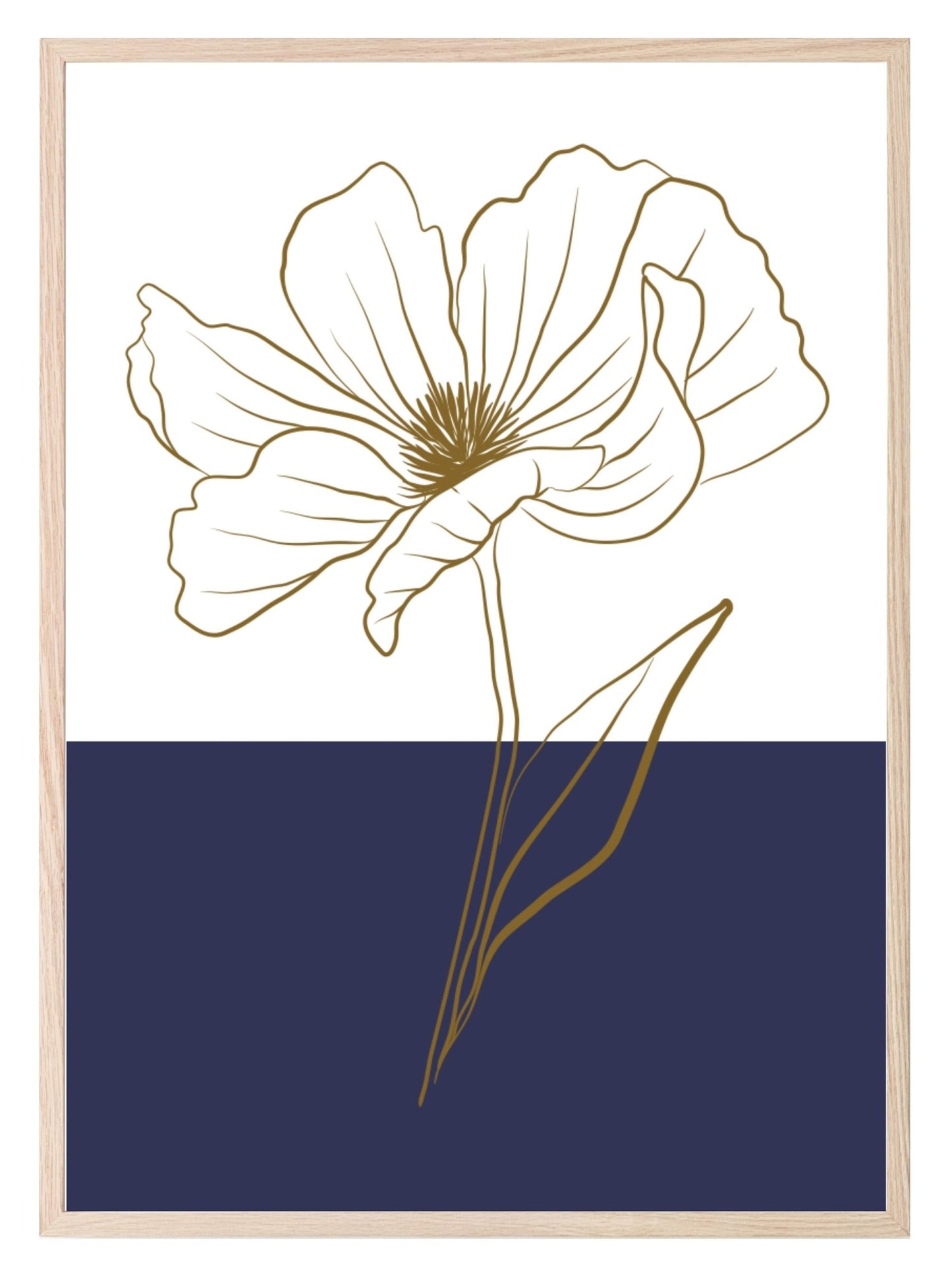 Floral Colour Block Wall Art Prints | Various Colours Available Navy Blue