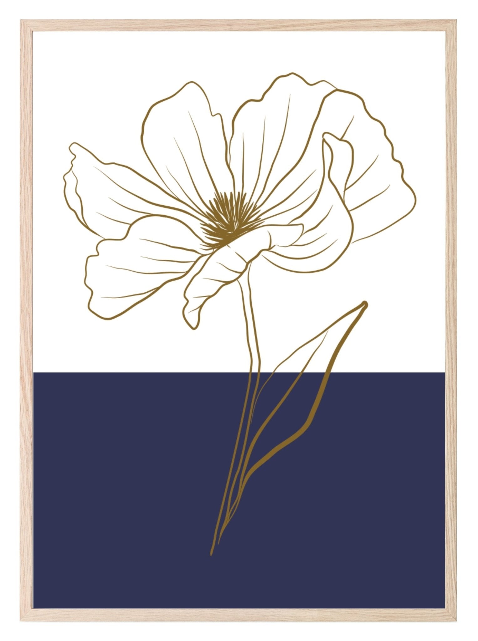 Floral Colour Block Wall Art Prints | Various Colours Available Navy Blue