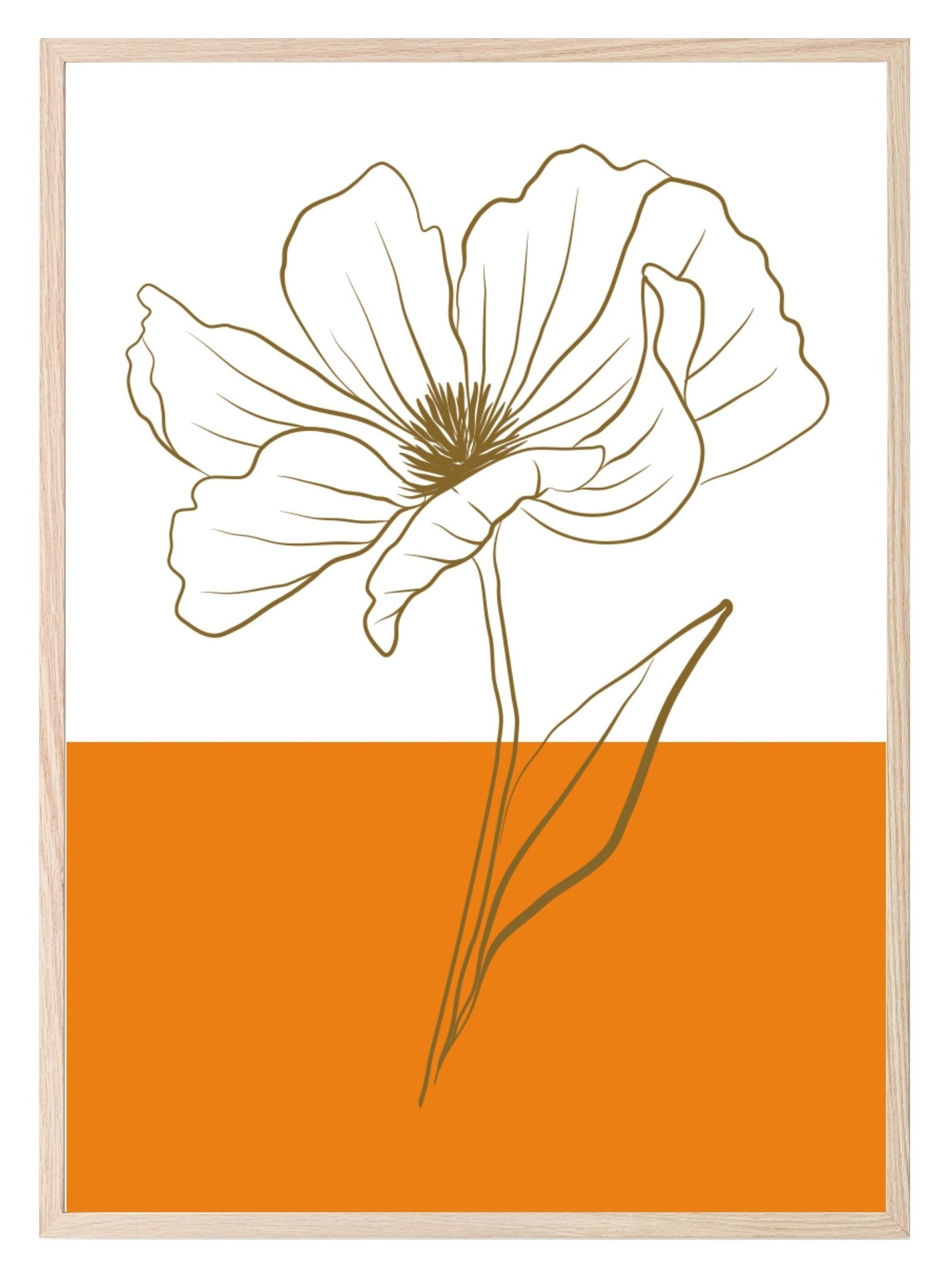 Floral Colour Block Wall Art Prints | Various Colours Available Orange